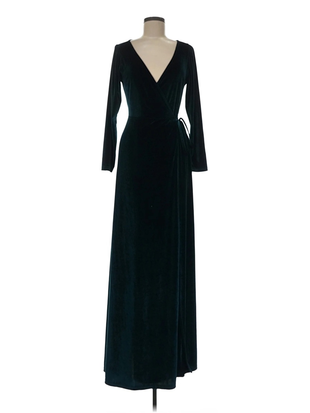 Baltic Born Medium Deep Emerald Velvet Wrap Maxi Dress
